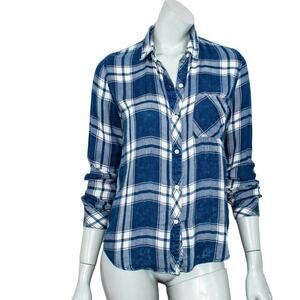 Rails Women's HUNTER Shirt Blue Plaid Lyocell Size XS